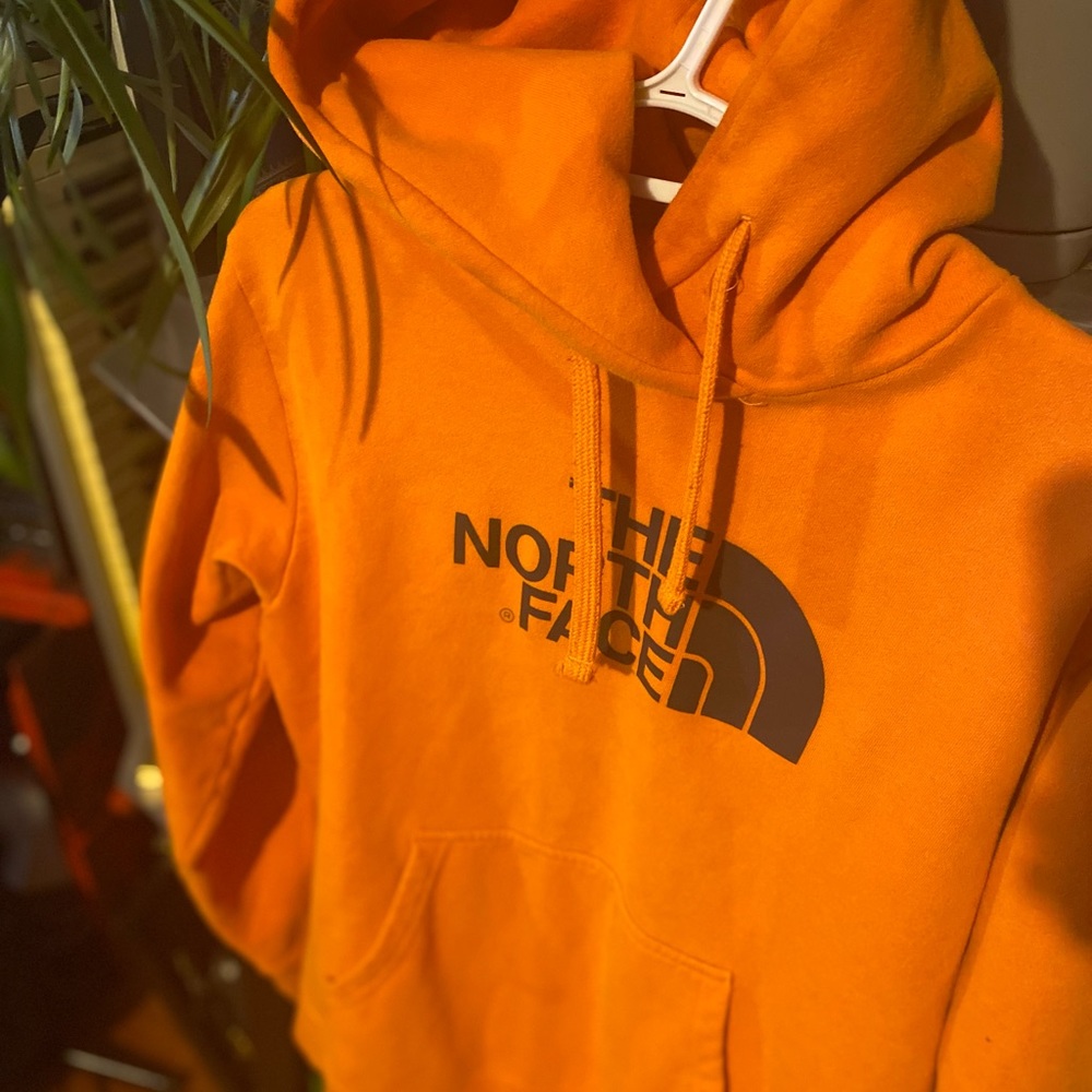 North Face orange logo hoody